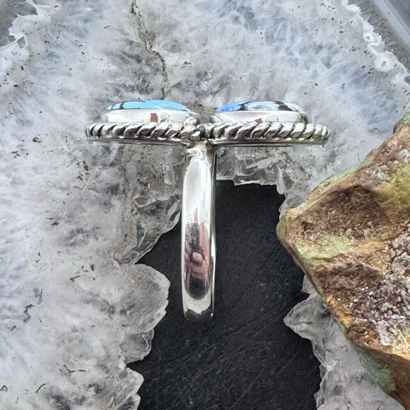 Sterling Silver Southwestern Style 2 Golden Hill Turquoise Ring Sz 9 For Women - Picture 6 of 10